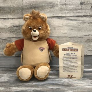 Vintage 1984 - 85 Teddy Ruxpin Worlds Of Wonder Talking Teddy Bear - Read