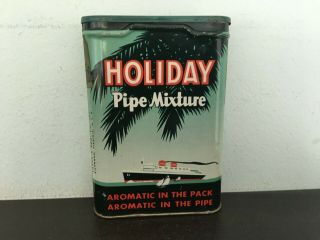 Vintage Empty Holiday Pocket Tobacco Tin - Antique - Advertising