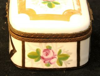 Antique French Porcelain Hinged Trinket Box,  Floral 3