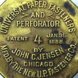 1890s 1900s Paper Fasteners Tin Brass John Jensen U.  P.  Fastener Chicago Antique