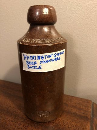 Antique 1800s Harrington Southend Ginger Beer Ceramic Stoneware Bottle Rare