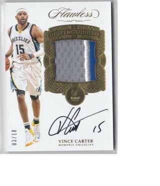 2016 - 17 Flawless Vince Carter Gold Distinguished Patches Auto Sp 3/10 Rare
