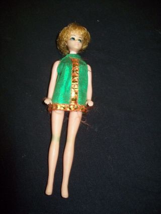 Vintage 1970 Topper Corp 6 " Doll Hong Kong Green Dress Stains On Legs