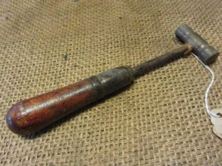Vintage Brass & Wood Tack Hammer W Brass Head Hammers Antique Old Tool 9094
