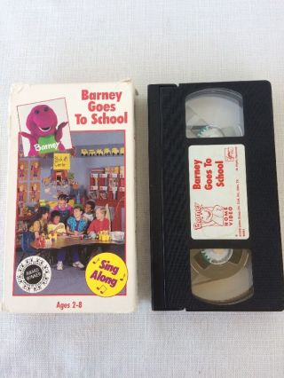 Rare Barney And The Backyard Gang Vhs Tape: Barney Goes To School 1990