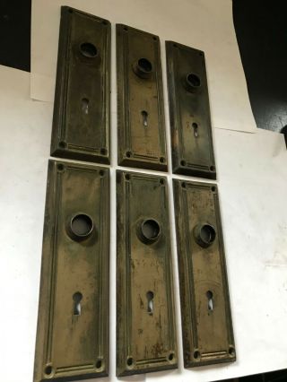 6 Antique Mission Art Craft Craftsman Steel Door Knob Back Plates Hardware