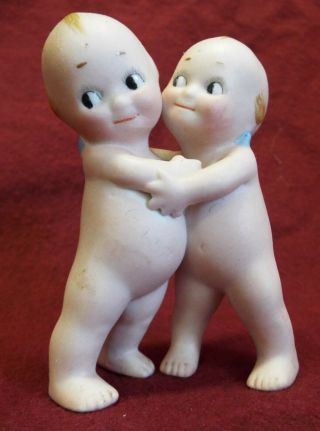 Old Antique Small 3 1/2 " Hugging Kewpies,  Lovable,  Miniature Dolls