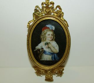 Fine,  Antique Georgian Miniature Portrait Painting With Frame
