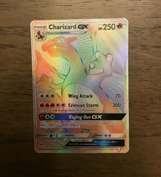 2017 Charizard Gx Burning Shadows Rare Rainbow Holo 150/147