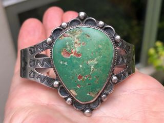 Rare Old Pawn Sterling Silver Turquoise Navajo Indian Southwestern Cuff Bracelet