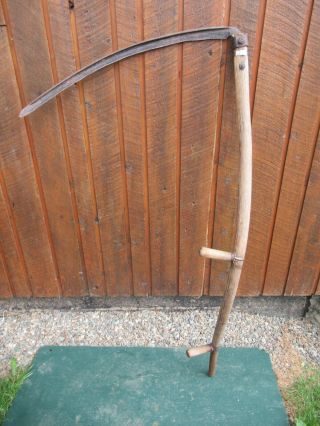 Old Antique 55 " Long Scythe Hay Grain Sickle Farm Tool Blade 30 " Long Decoration