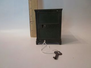 Antique Cast Iron Still Bank Safe W/ Key Lock Register