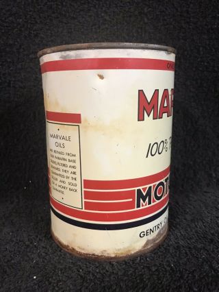 Vintage Rare Marvale Motor Oil Can 1 Qt Oklahoma 2