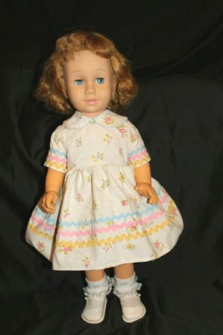 Vintage Chatty Cathy Doll Mattel Strawberry Blonde Hair Sleepy Blue Eyes Mute