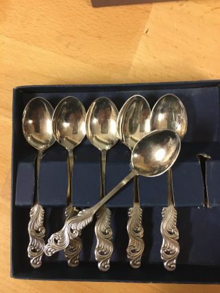 6 Vintage Demitasse Spoons - Silver Plated - Moccaskedar Made In Sweden