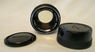 Rare M - System Olympus G.  Zuiko Auto - S 50mm F/1.  4 Slr Lens W/ Caps Fast