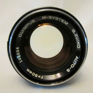 Rare M - System Olympus G.  Zuiko Auto - S 50mm f/1.  4 SLR Lens w/ caps Fast 2