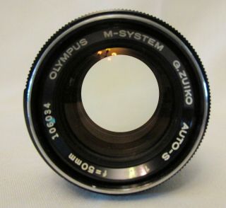 Rare M - System Olympus G.  Zuiko Auto - S 50mm f/1.  4 SLR Lens w/ caps Fast 3