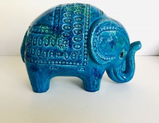 Rare Ceramic Elephant Rimini Blue Aldo Londi For Bitossi Rosenthal Netter Italy