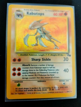 Pokemon Card - Kabutops Holo Ultra Rare 1999 Fossil Set Edition 9/62 Ex M 1st