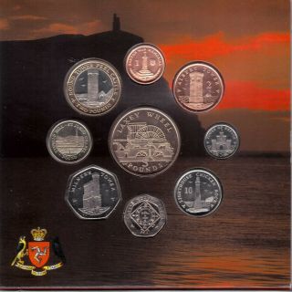 Isle Of Man - Rare 9 Dif Bu Coins Set: 1 Penny - 5 Pounds 2004 Year Package