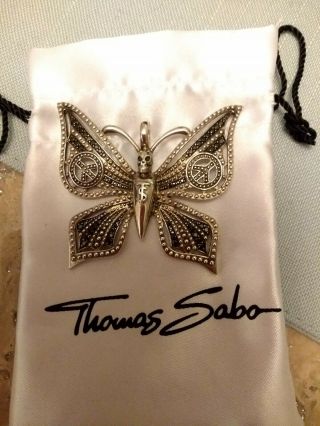 Rare Thomas Sabo 925 Sterling Silver Large Butterfly Pendant Rebel At Heart