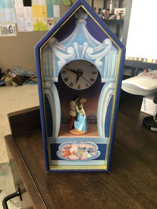 Vintage Disney Cinderella Castle Music Box & Clock " So This Is Love " Rare