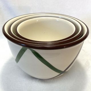 Rare Set Of 3 1948 Vernonware Nesting Mixing Bowl Set In Bel Air Hand Painted