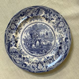 Antique Ralph Hall Blue Staffordshire Transferware Plate C1822 - 1841 As Found