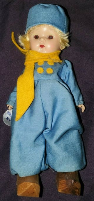Vintage 1950s Vogue Ginny 7.  5 " Dutch Boy 35 With Blonde Hair And Wood Clogs