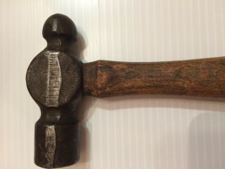 Antique Vintage Ball Peen Hammer Wood Handle 10.  5 " X 3.  25 "