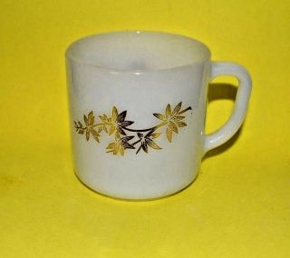 Vintage Rare Usa Federal Glass Coffee Mug Golden Glory Pattern Gold Guild @1950