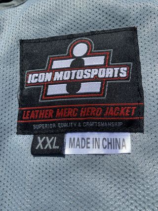 Rare Icon Leather Merc Hero Black Motorcycle Jacket Men’s 2XL Racing Armored 3
