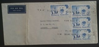 Rare 1957 Australia Cover Ties 4x2/ - Antarctic Territory Stamps Sydney To Uk