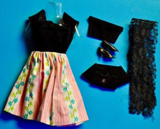 Vintage Barbie Clone Shillman Maddie Mod Suzette Dress Hat Handbag Black Shoes