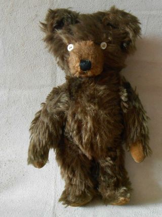 Antique Knickerbocker Teddy Bear : Button Eyes Mohair Jointed Legs 12 " Old Rare