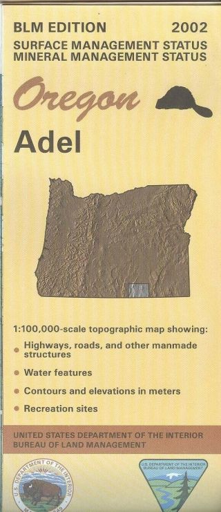 Usgs Blm Edition Topographic Map Oregon,  Adel,  2002,  Mineral,  1:100,  000,