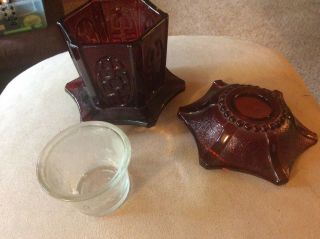 Rare Vintage Ruby Red Flashed Fairy Lamp oriental 6 panel Pagoda 2