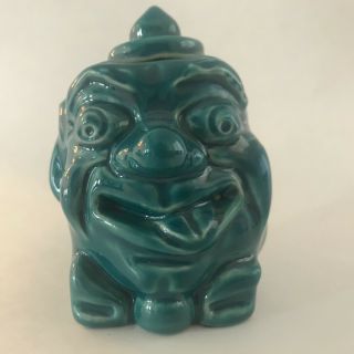 Vintage Coors Pottery Very Rare Blue Teal Clown Bank