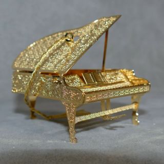 Christmas Ornament Metal Baldwin Box Baby Grand Piano Signed Gold 3 " Usa Seller