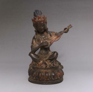 Old Rare Chinese Copper Statue Dhritarastra Buddha (e190)