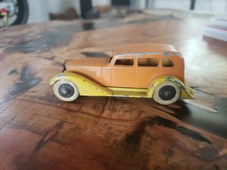 Antique Tootsie Toy Graham Sedan 4 - Wheel,  4 Door Die - Cast Car.  Orange / Yellow.