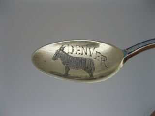 RARE 1800s Gorham Sterling Silver & Enamel Souvenir Spoon - Denver Colorado 2