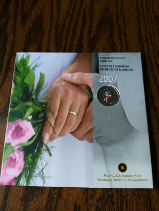 2007 Wedding Unc Coin Set With Rare Coloured 25c & Non - Magnetic 1c,