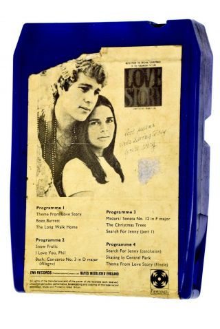 Love Story The Movie Soundtrack Very Rare 8 - Track Cassette Tape Album