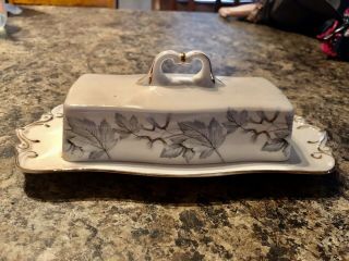 Royal Albert Bone China Silver Maple Covered Butter Dish Rare Collectible