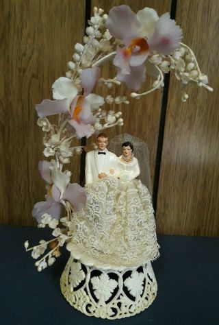 Vintage Coast Venice Ca Wedding Cake Topper Chalkware,  Plastic