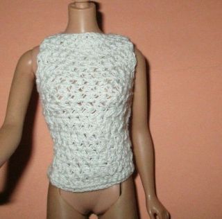 Vintage Barbie Clone Size White Knit Top