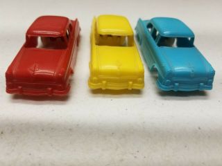 3x Vintage F&f Mold & Die Plastic,  Red,  Yellow,  Green Tudor Ford Rare
