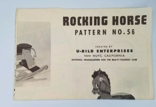 Vintage Rare U - Bild Enterprises Woodworking Rocking Horse Pattern No.  56 Lq